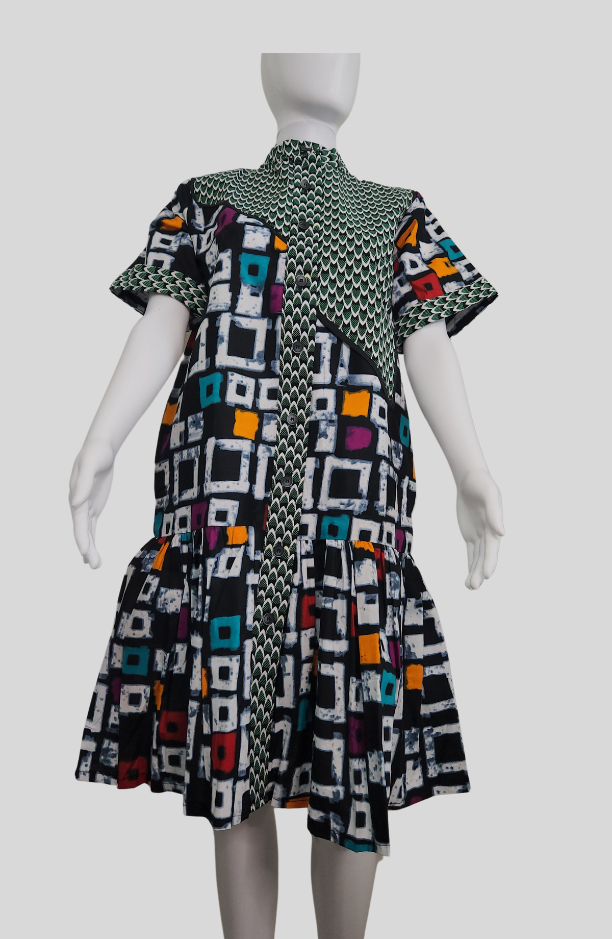 Toye - Button-Down Shirt Dress Ankara African Print