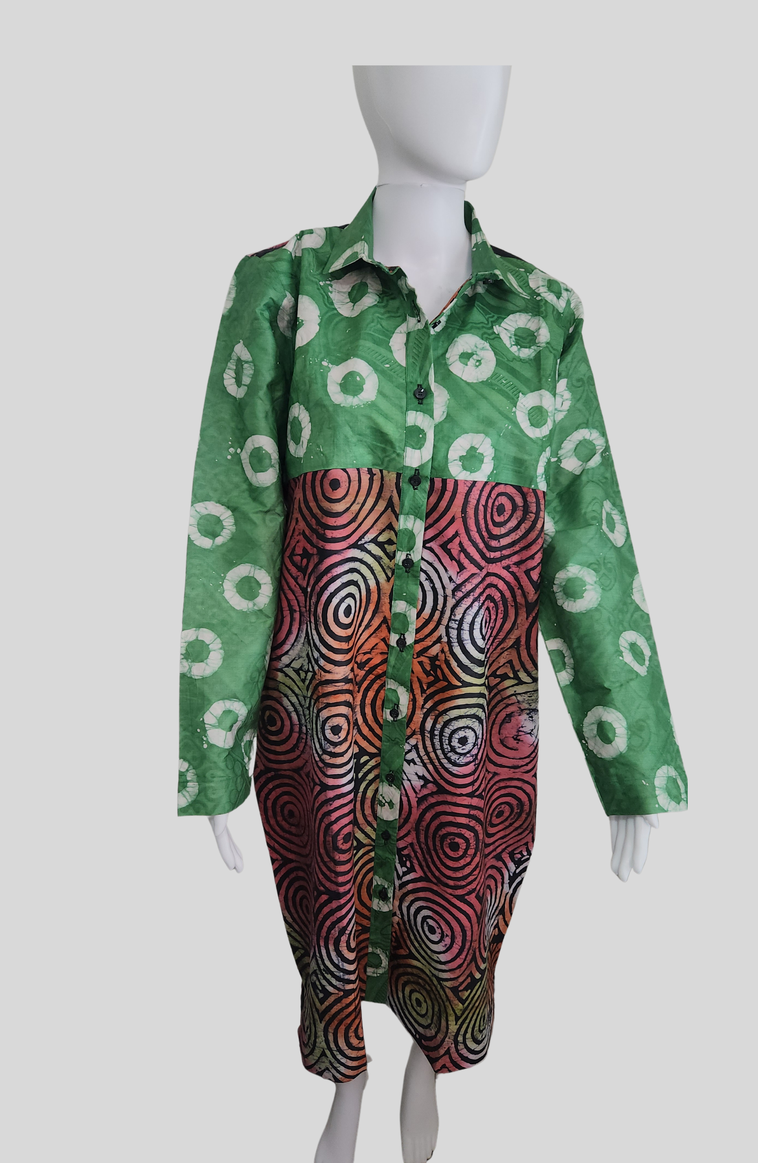 Abioye - Button-Down Shirt Dress Ankara African Print