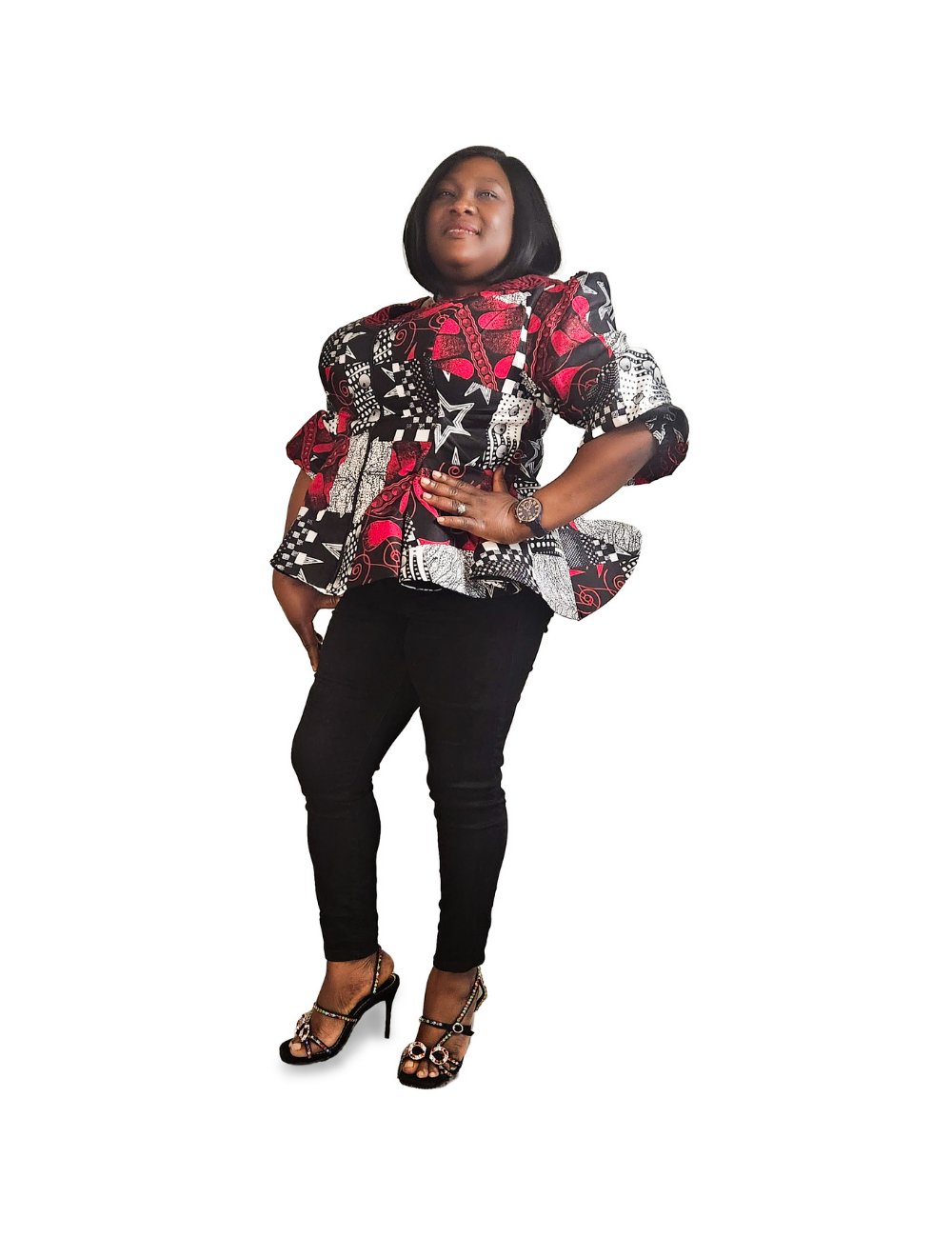 Adeola Ankara Front Zipper Peplum Top