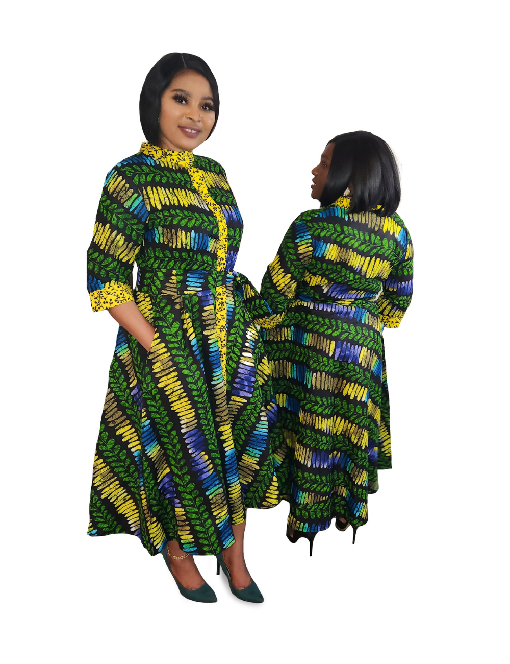 Debby Button Down Ankara Maxi Dress