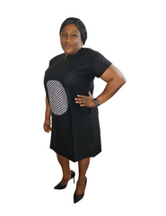 Mide Short Dress with Africa Print Details