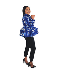 Shade Ankara Front Zipper Peplum Top